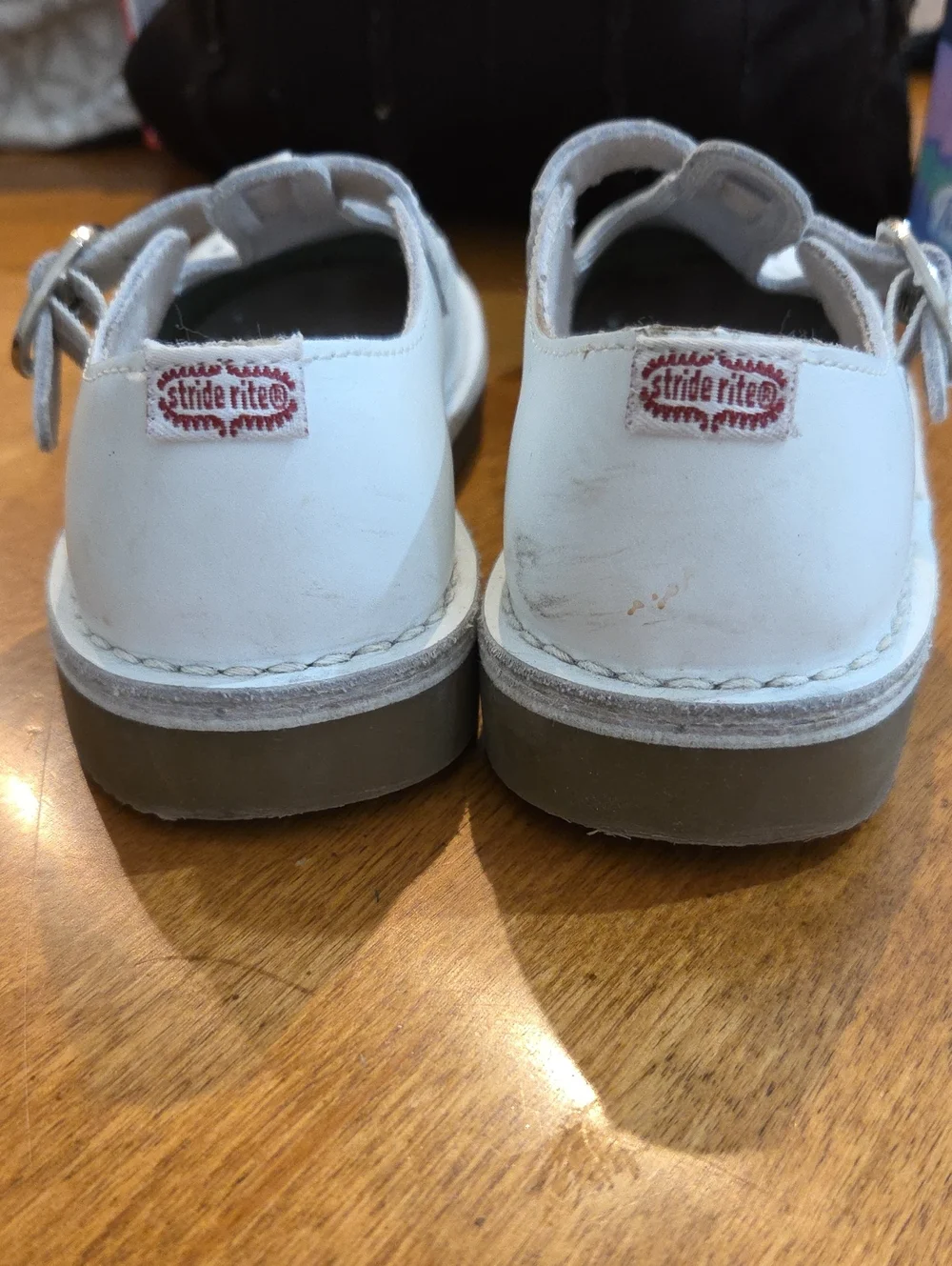 Vintage Stride Rite White Girls' T-Strap Leather Dress Shoes Toddler Size 12 M